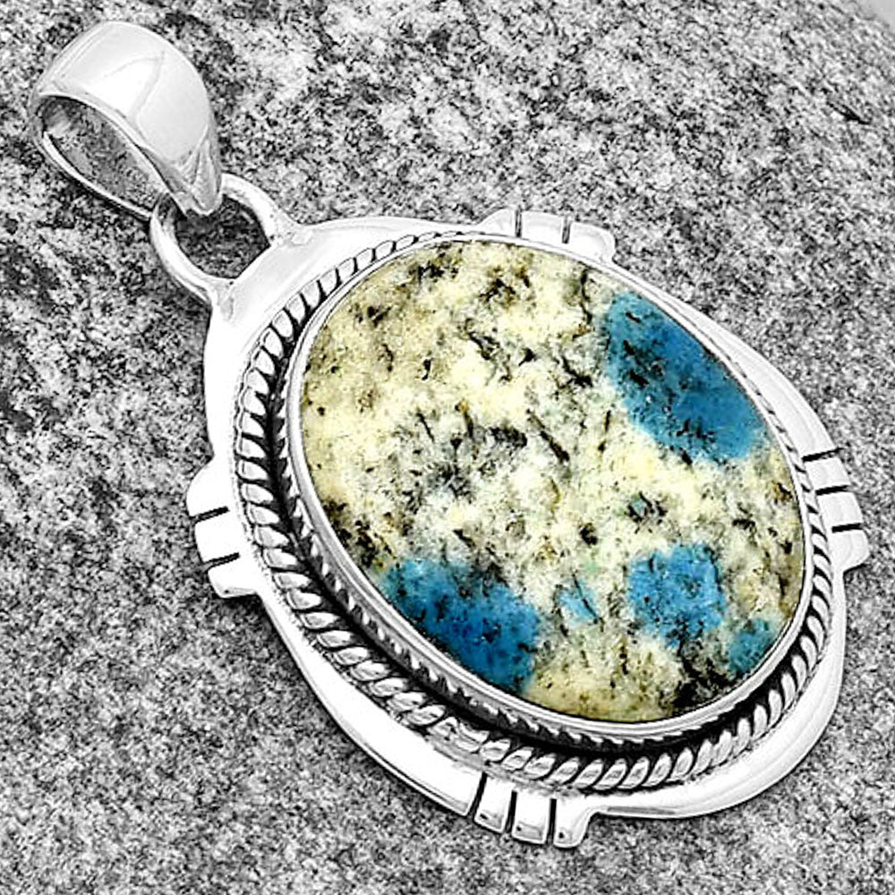 Natural K2 Blue - Azurite In Quartz Pendant P-1463 SDP132532