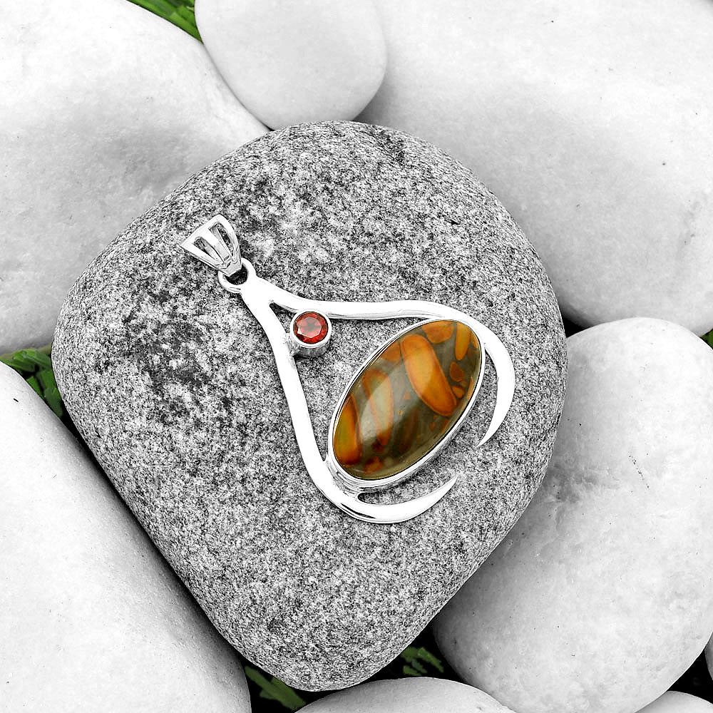 Natural Fruit Jasper & Garnet Pendant P-1057 SDP134016