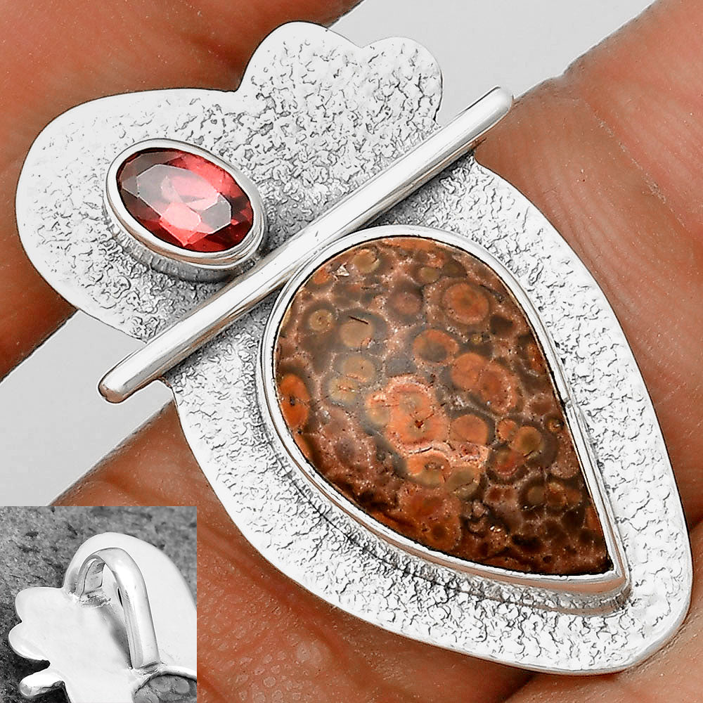 Natural Poppy Jasper & Garnet Pendant P-1338 SDP136074