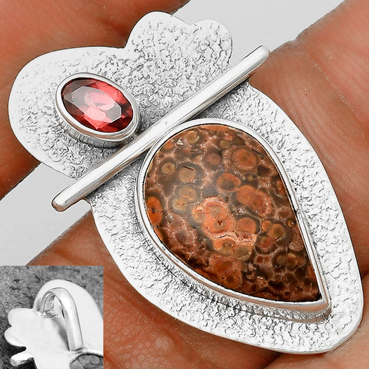 Natural Poppy Jasper & Garnet Pendant P-1338 SDP136074