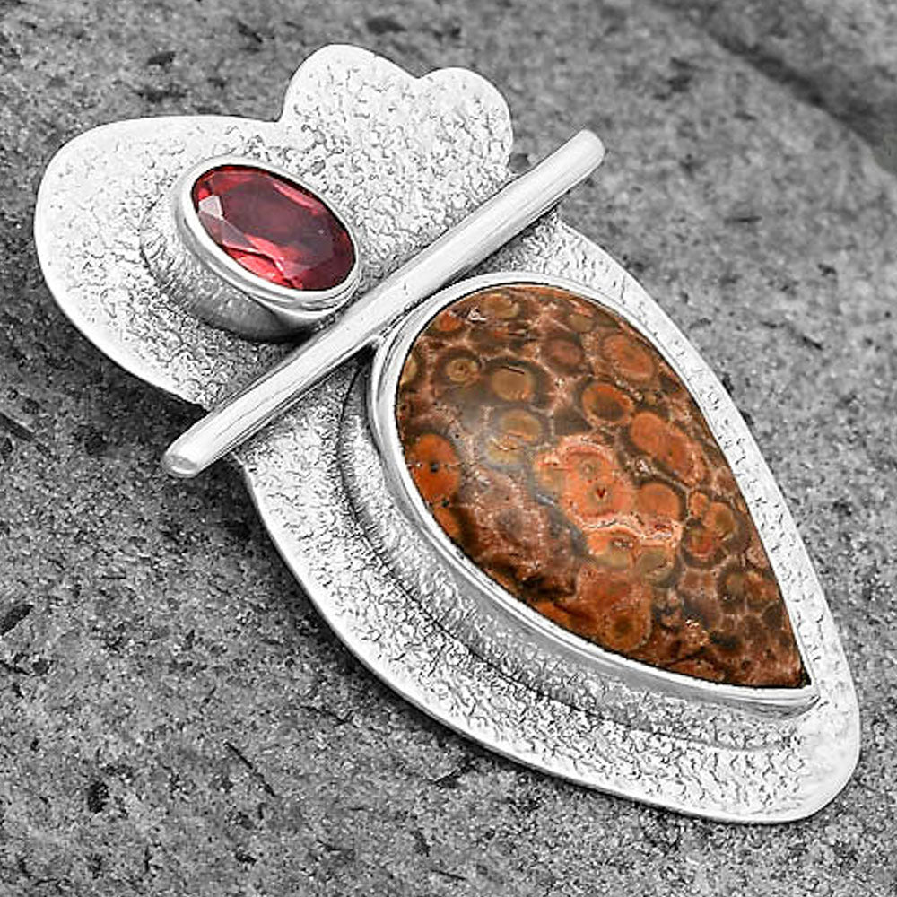 Natural Poppy Jasper & Garnet Pendant P-1338 SDP136074