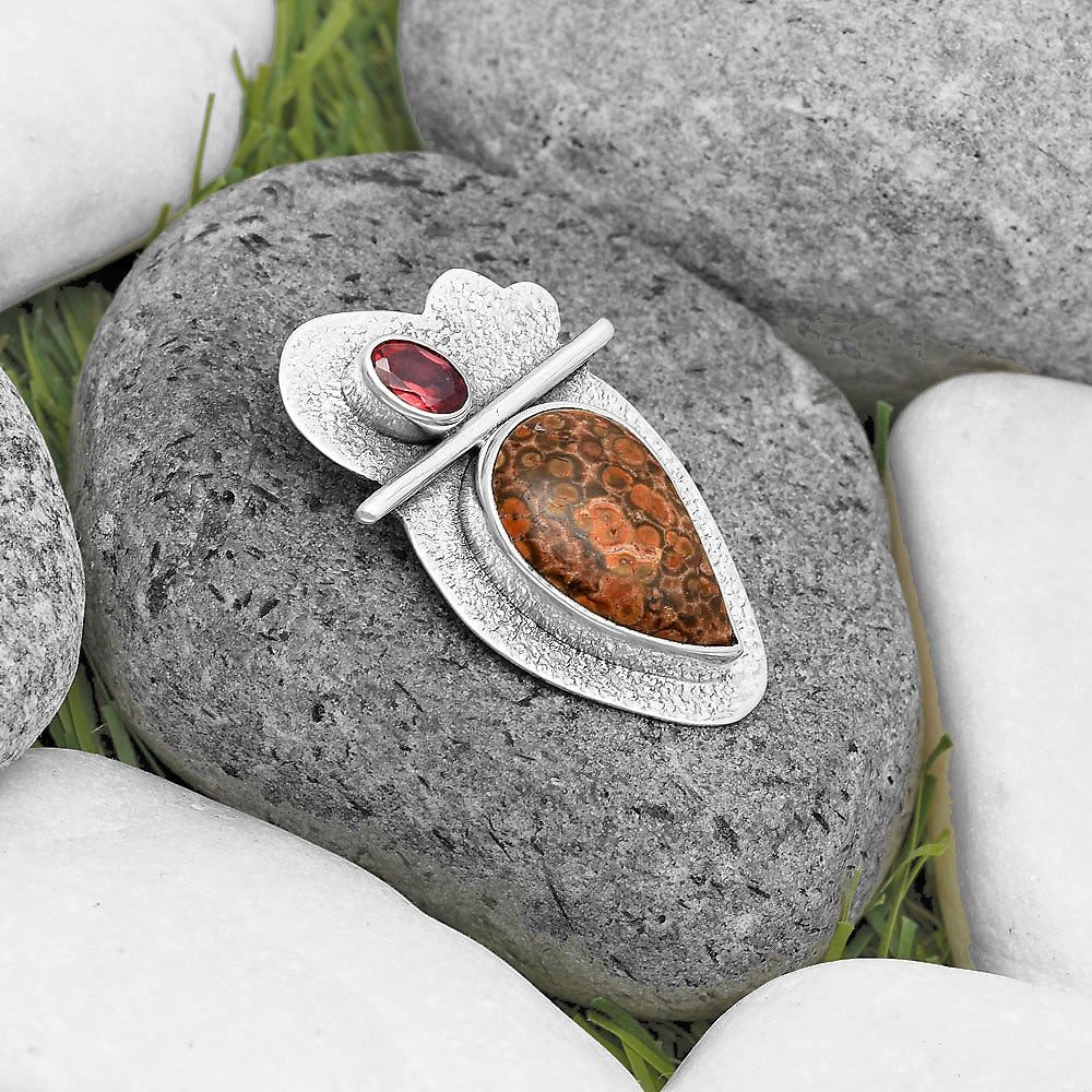 Natural Poppy Jasper & Garnet Pendant P-1338 SDP136074