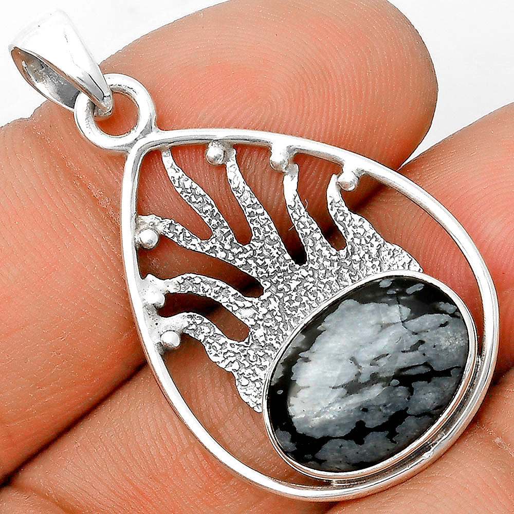 Natural Snow Flake Obsidian Pendant P-1209 SDP136212