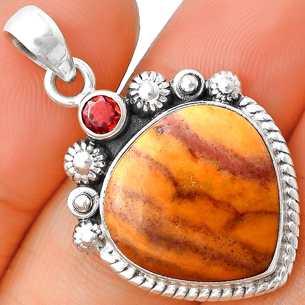 Natural Red Mookaite & Garnet Pendant P-1616 SDP137075