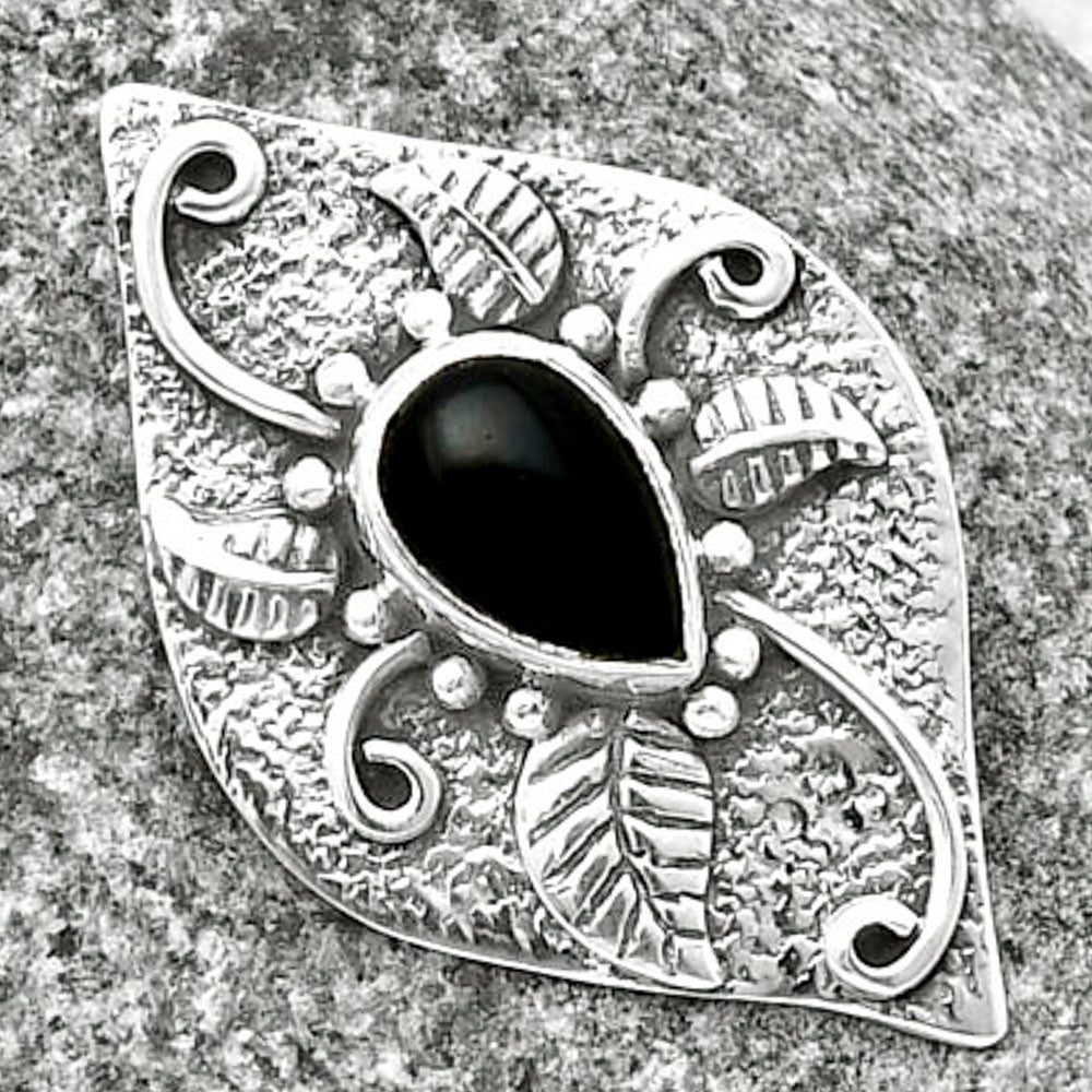 Natural Black Onyx - Brazil Pendant P-1518 SDP137185