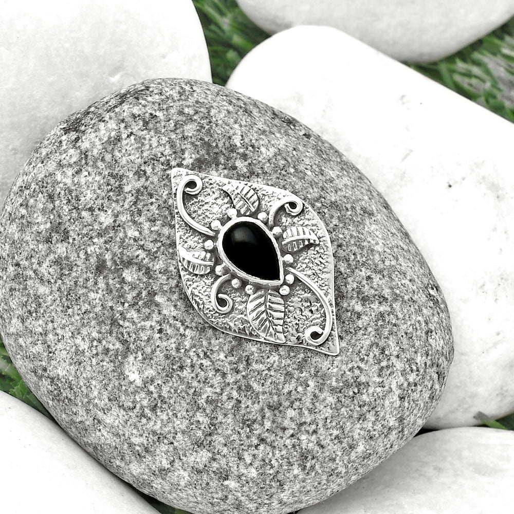 Natural Black Onyx - Brazil Pendant P-1518 SDP137185