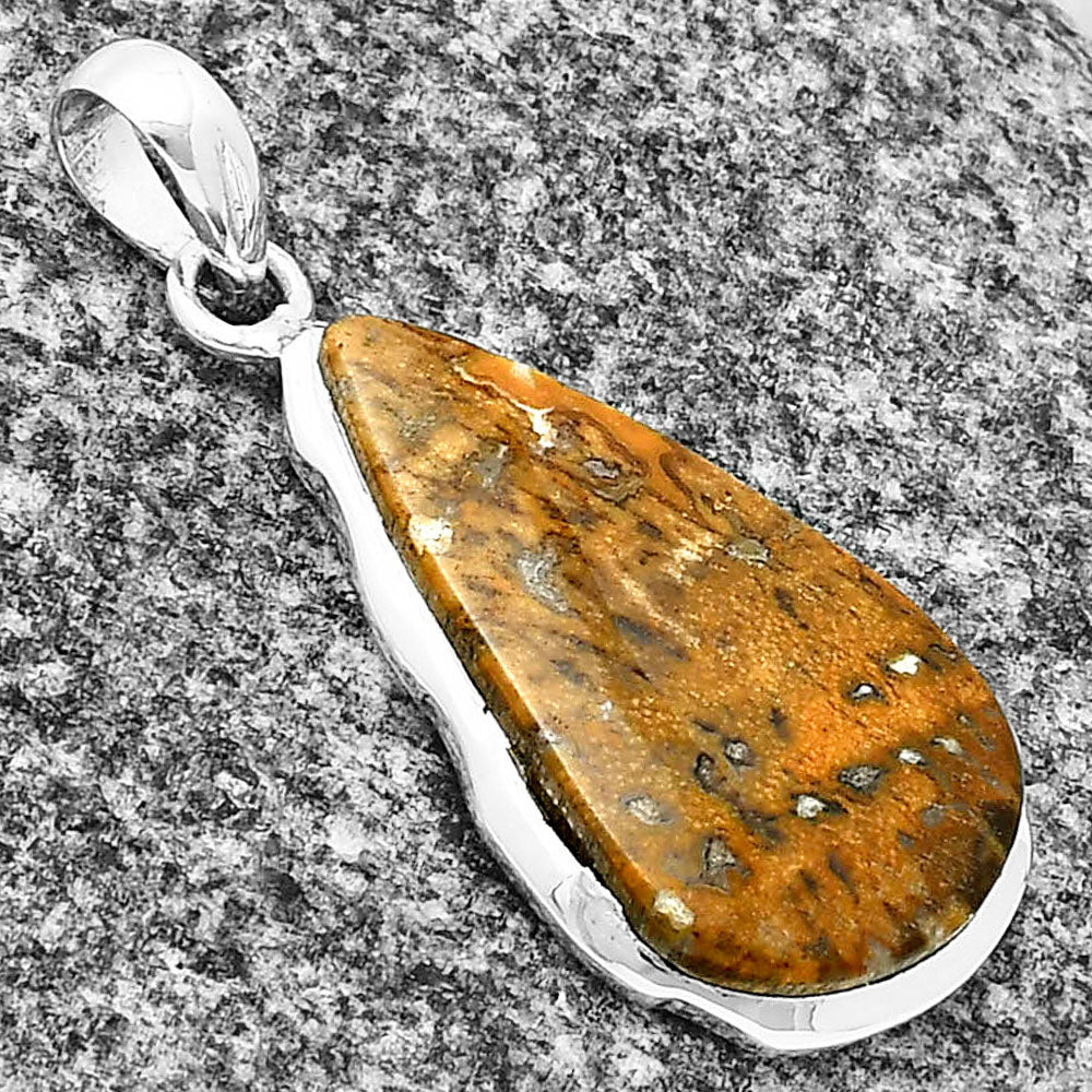 Natural Palm Root Fossil Agate Pendant P-1110 SDP137314