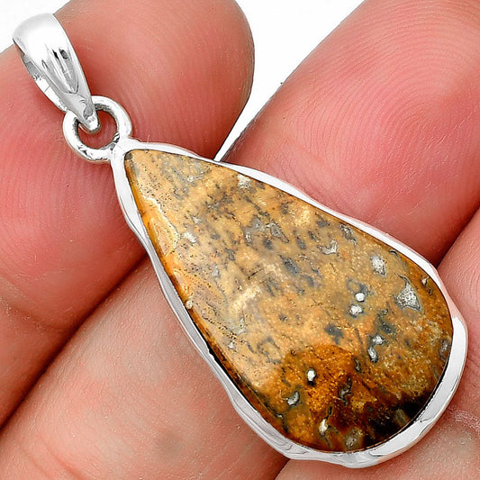 Natural Palm Root Fossil Agate Pendant P-1110 SDP137330