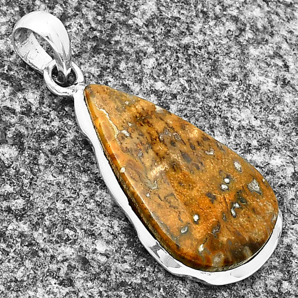 Natural Palm Root Fossil Agate Pendant P-1110 SDP137330
