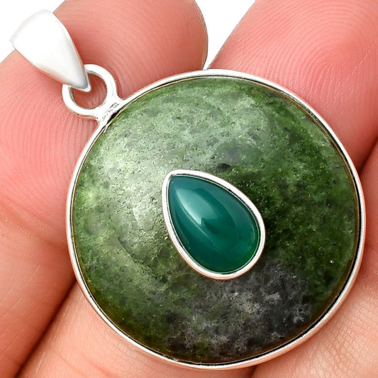 Natural Serpentine & Green Onyx Pendant P-1323 SDP137759