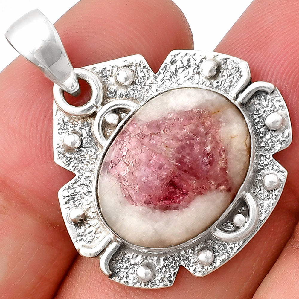 Natural Pink Tourmaline in Quartz Pendant P-1390 SDP140308