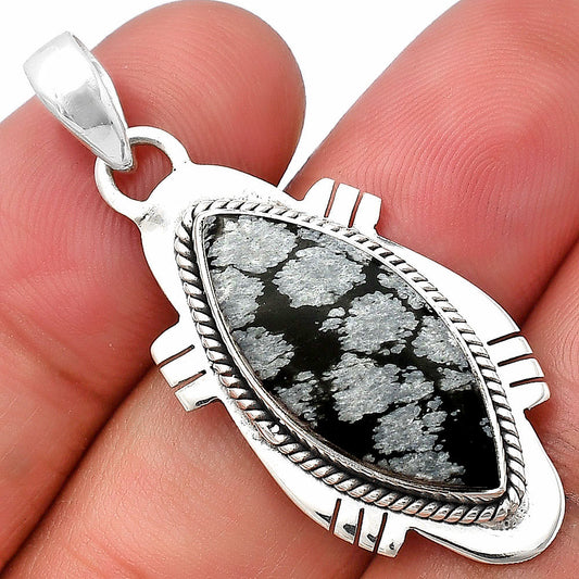 Natural Snow Flake Obsidian Pendant P-1463 SDP140656
