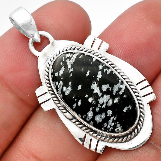 Natural Snow Flake Obsidian Pendant P-1463 SDP140659
