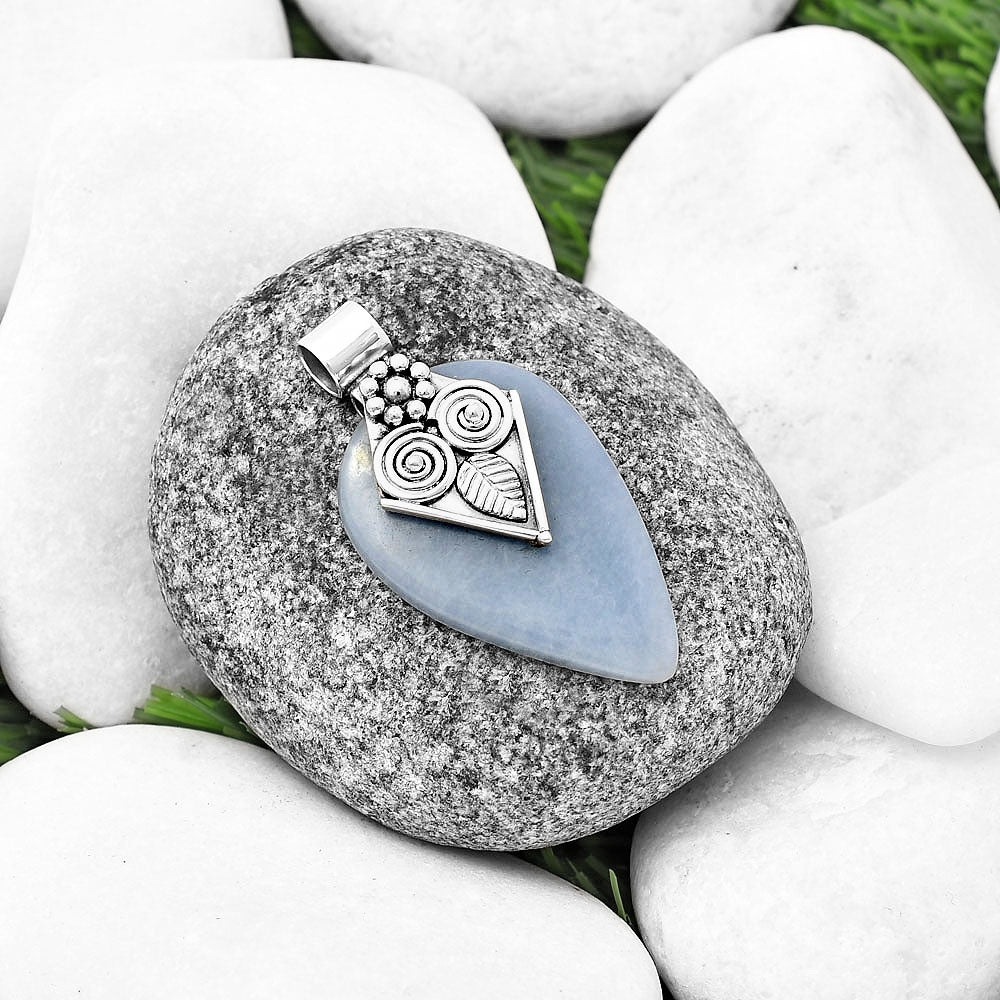 Natural Owl - Angelite Pendant P-1649 SDP141023