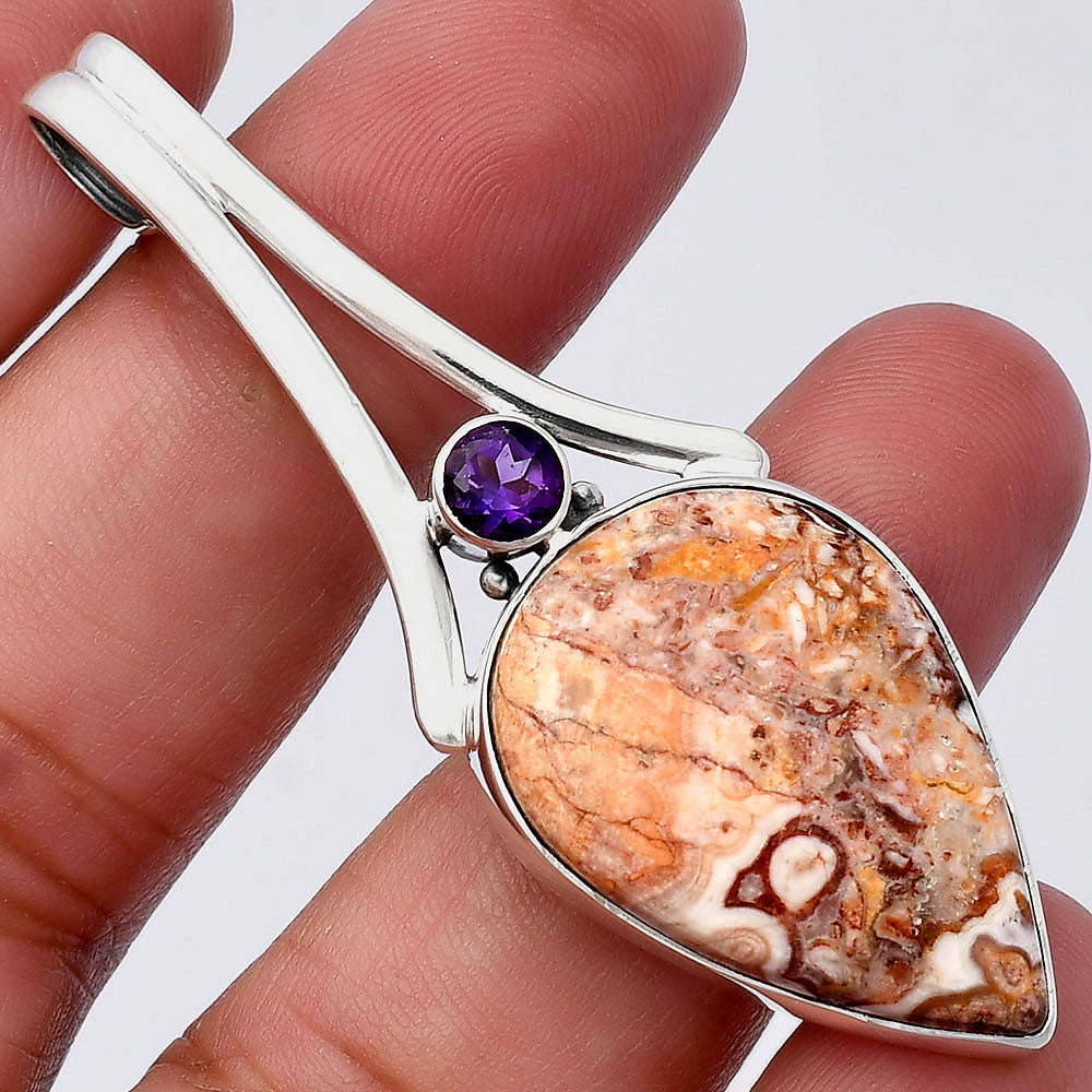 Rosetta Picture Jasper & Amethyst Pendant P-1006 SDP142975