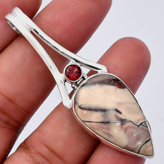 Natural Porcelain Jasper & Garnet Pendant P-1006 SDP142997