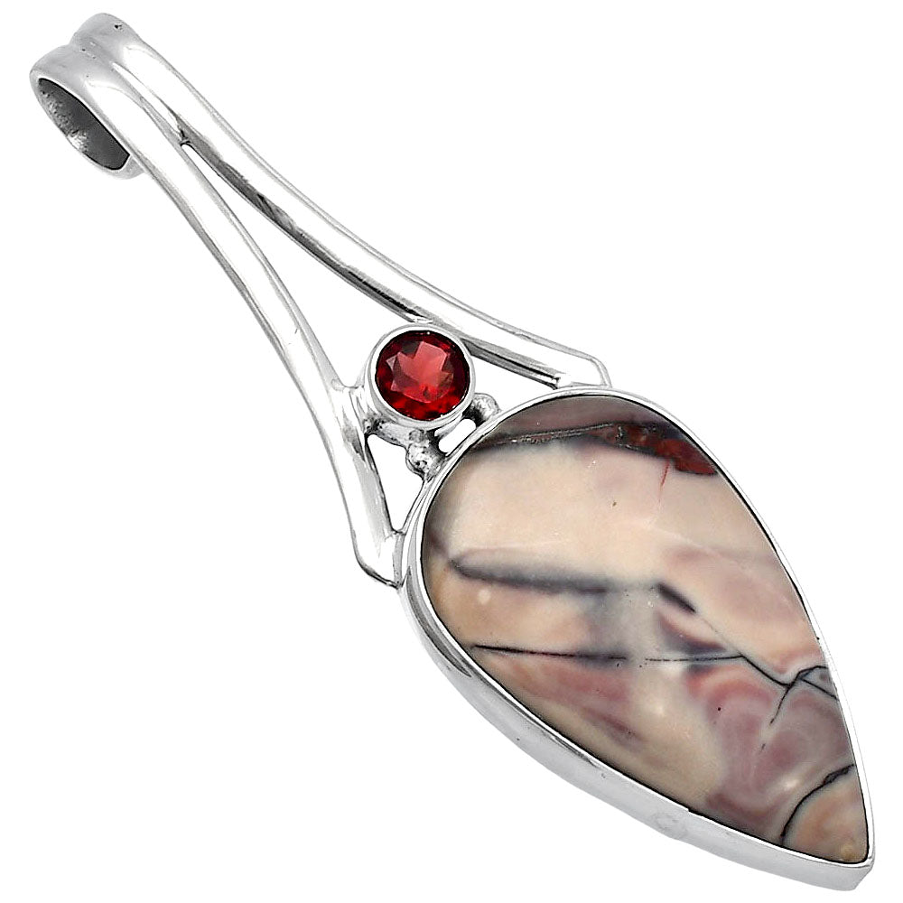 Natural Porcelain Jasper & Garnet Pendant P-1006 SDP142997