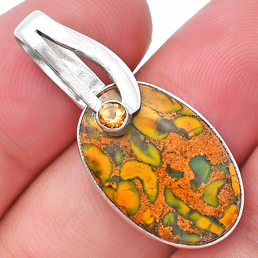 Natural Bamboo Jasper & Citrine Pendant P-1251 SDP144104
