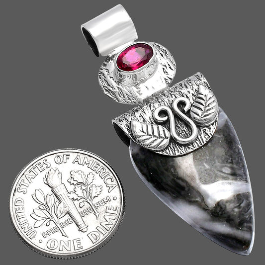 Natural Mexican Cabbing Fossil & Ruby Pendant P-1545 SDP144509