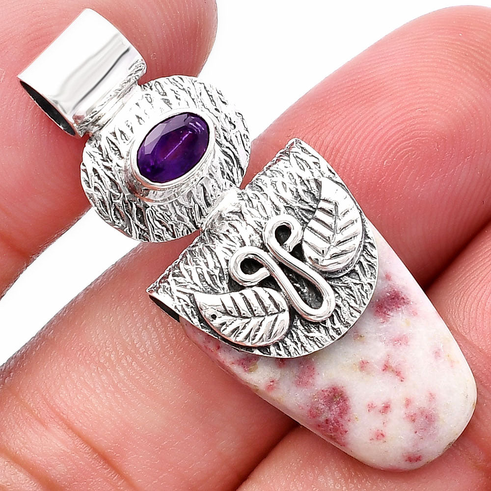 Natural Cinnabar & Amethyst Pendant P-1545 SDP144531