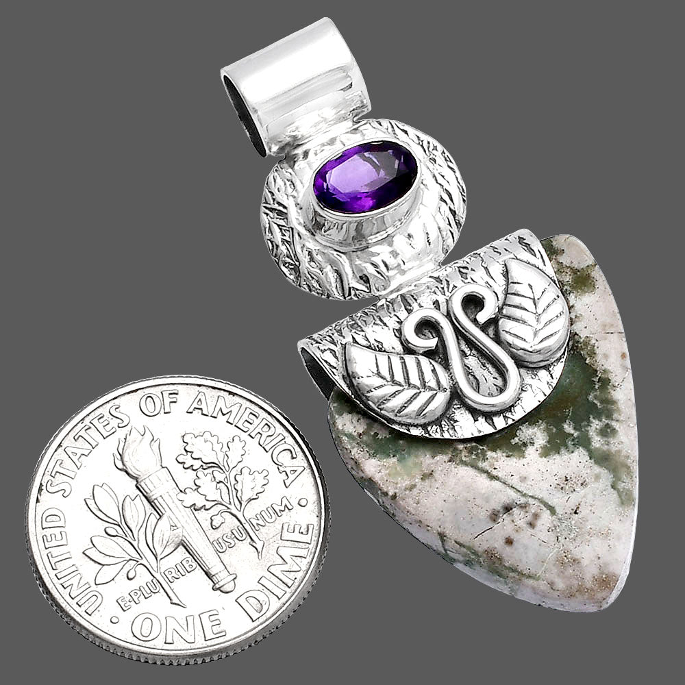Natural Utah Variscite & Amethyst Pendant P-1545 SDP144544