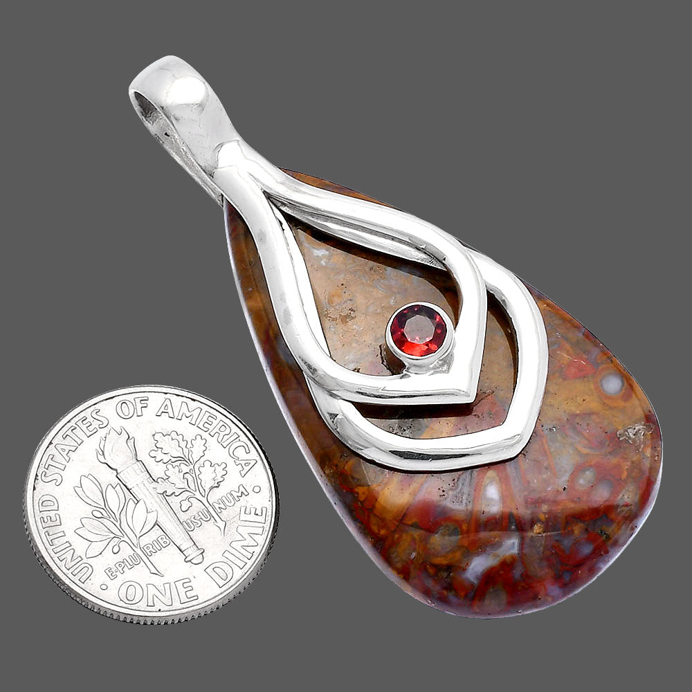 Natural Red Moss Agate & Garnet Pendant P-1562 SDP145136