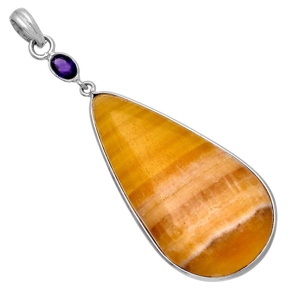 Natural Honey Aragonite & Amethyst Pendant P-1098 SDP145619