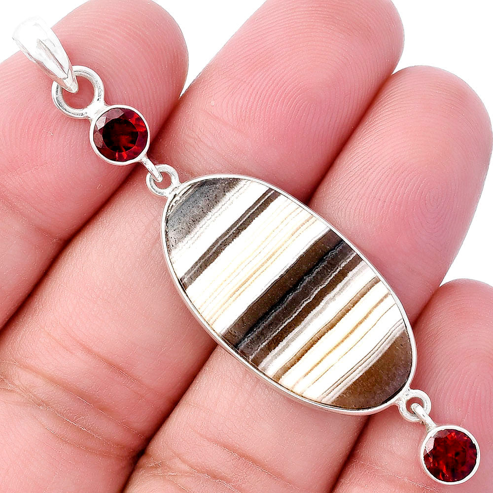 Natural Prairie Agate & Garnet Pendant P-1123 SDP145659