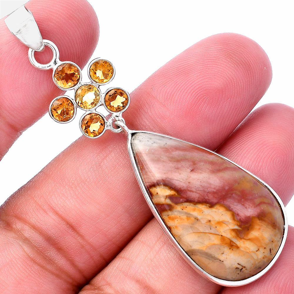 Natural Polygram Jasper & Citrine Pendant P-1122 SDP145719