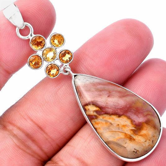 Natural Polygram Jasper & Citrine Pendant P-1122 SDP145719