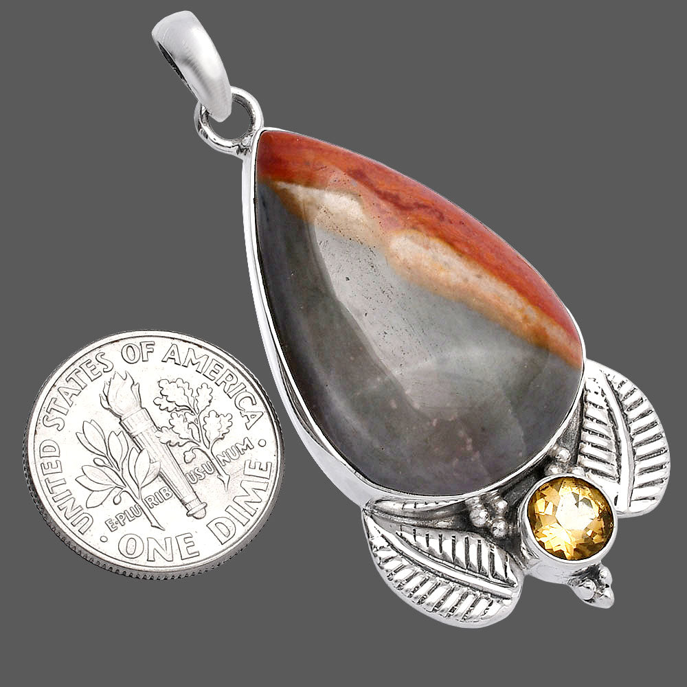 Natural Polygram Jasper & Citrine Pendant P-1127 SDP145892