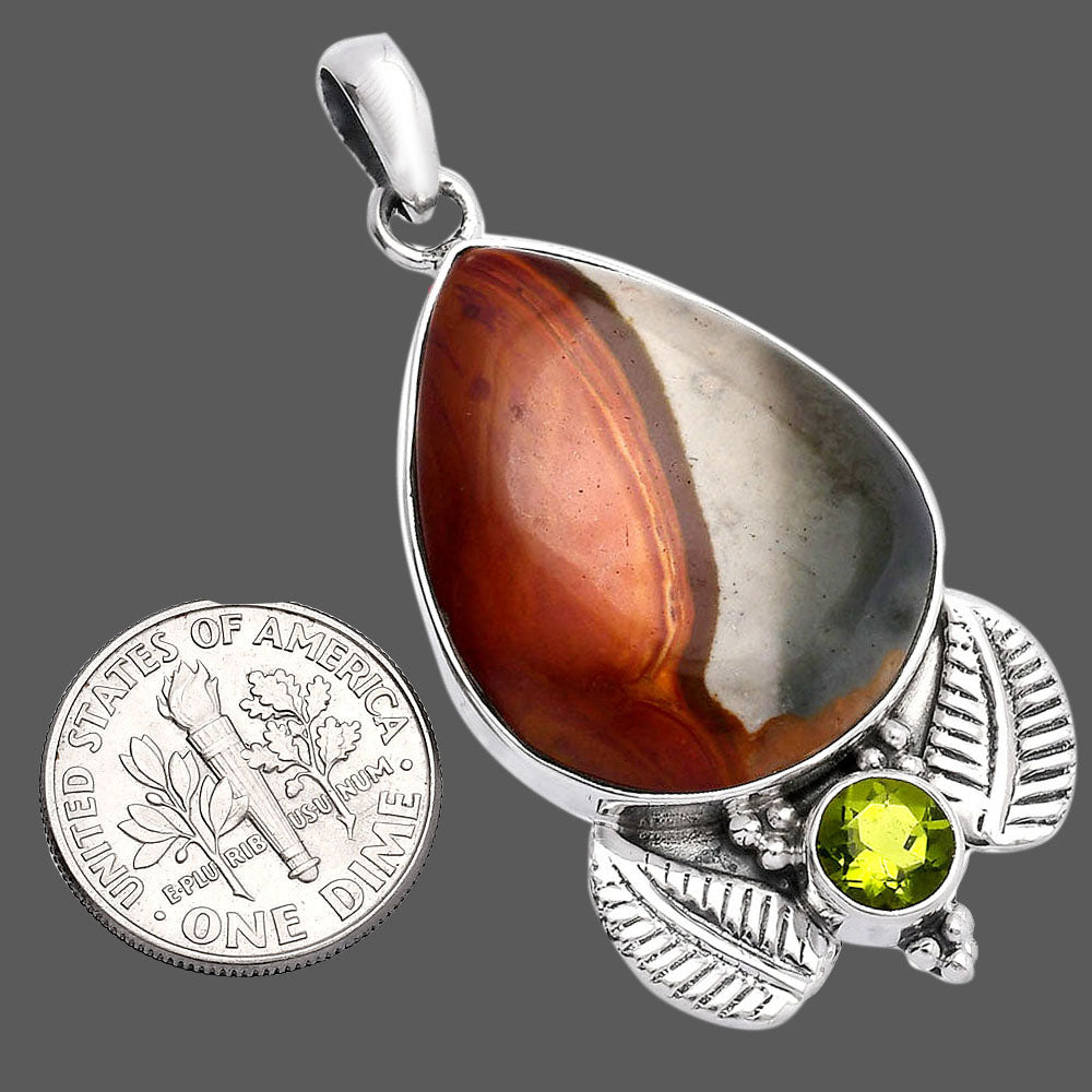 Natural Polygram Jasper & Peridot Pendant P-1127 SDP145928