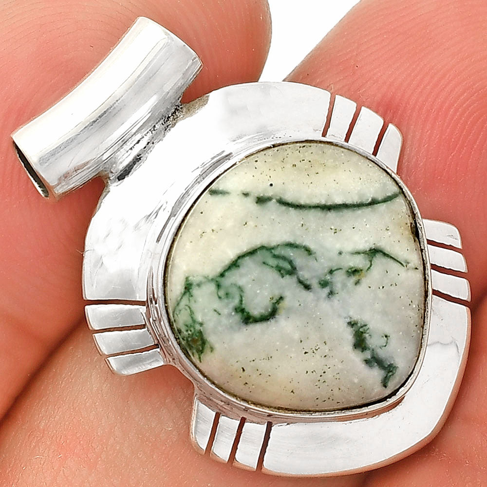 Natural Tree Weed Moss Agate - India Pendant P-1598 SDP148816