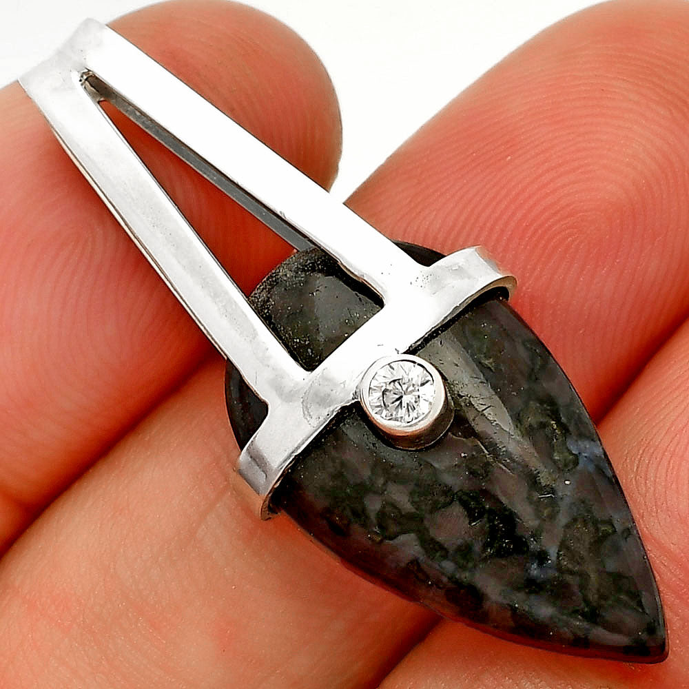 Natural Indigo Gabbro & White Quartz Pendant P-1563 SDP148877