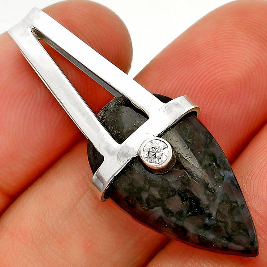 Natural Indigo Gabbro & White Quartz Pendant P-1563 SDP148877