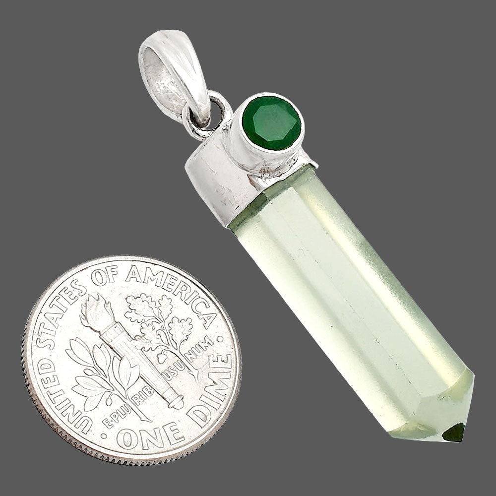 Point Prasiolite (Green Amethyst) & Green Onyx Pendant P-1107 SDP148971