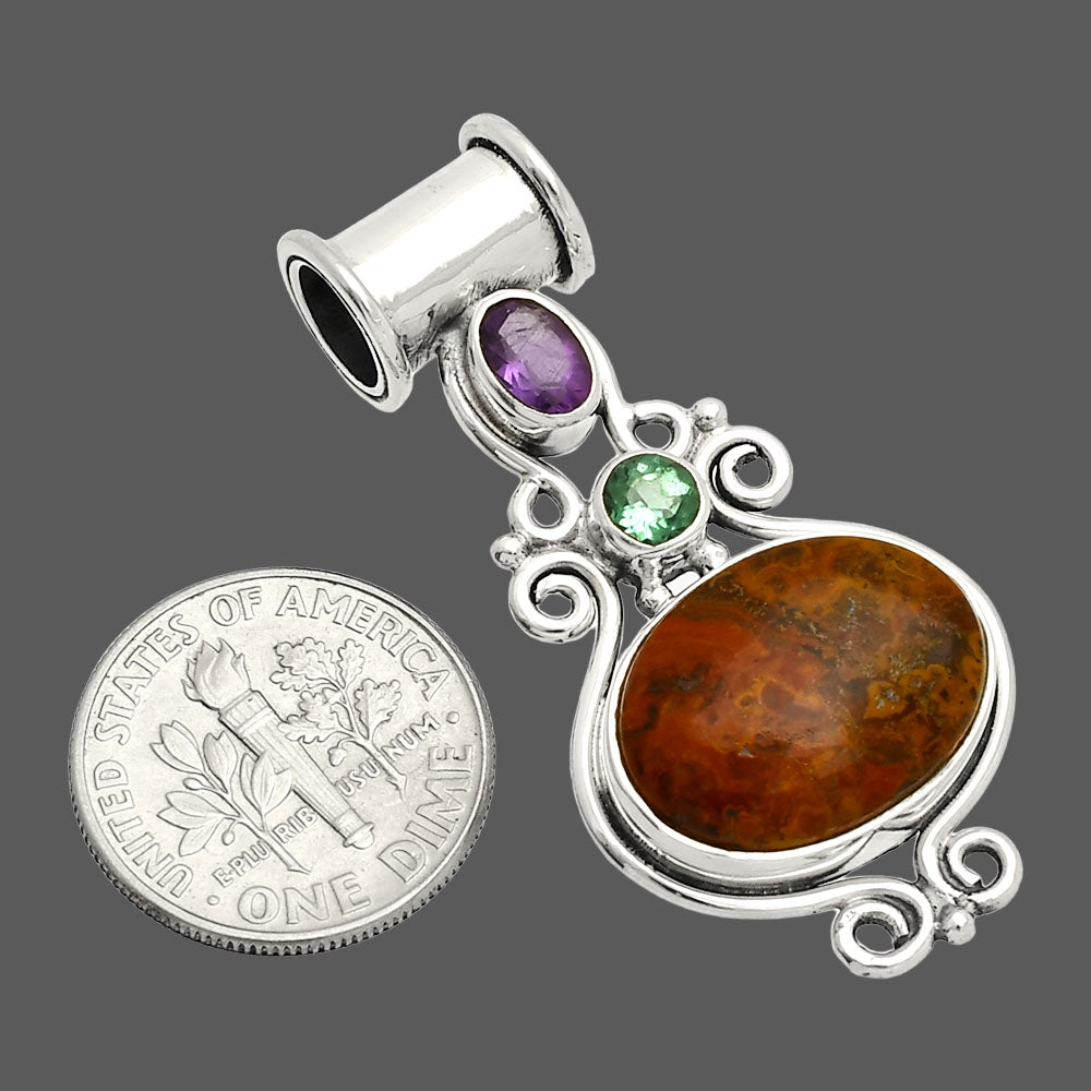 Rare Cady Mountain Agate, Amethyst & Green Tourmaline Pendant P-1448 SDP149292