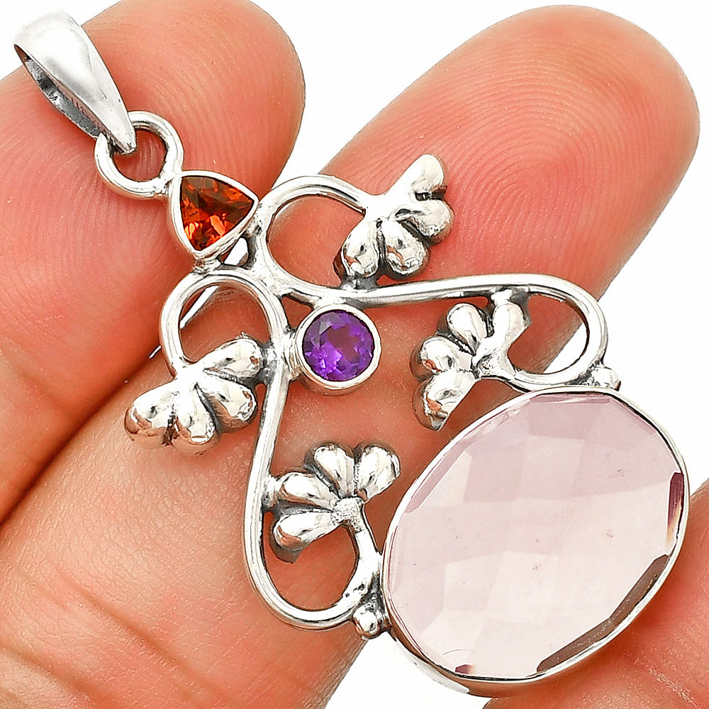 Rose Quartz, Mandarin Citrine & Amethyst Pendant P-1294 SDP149492