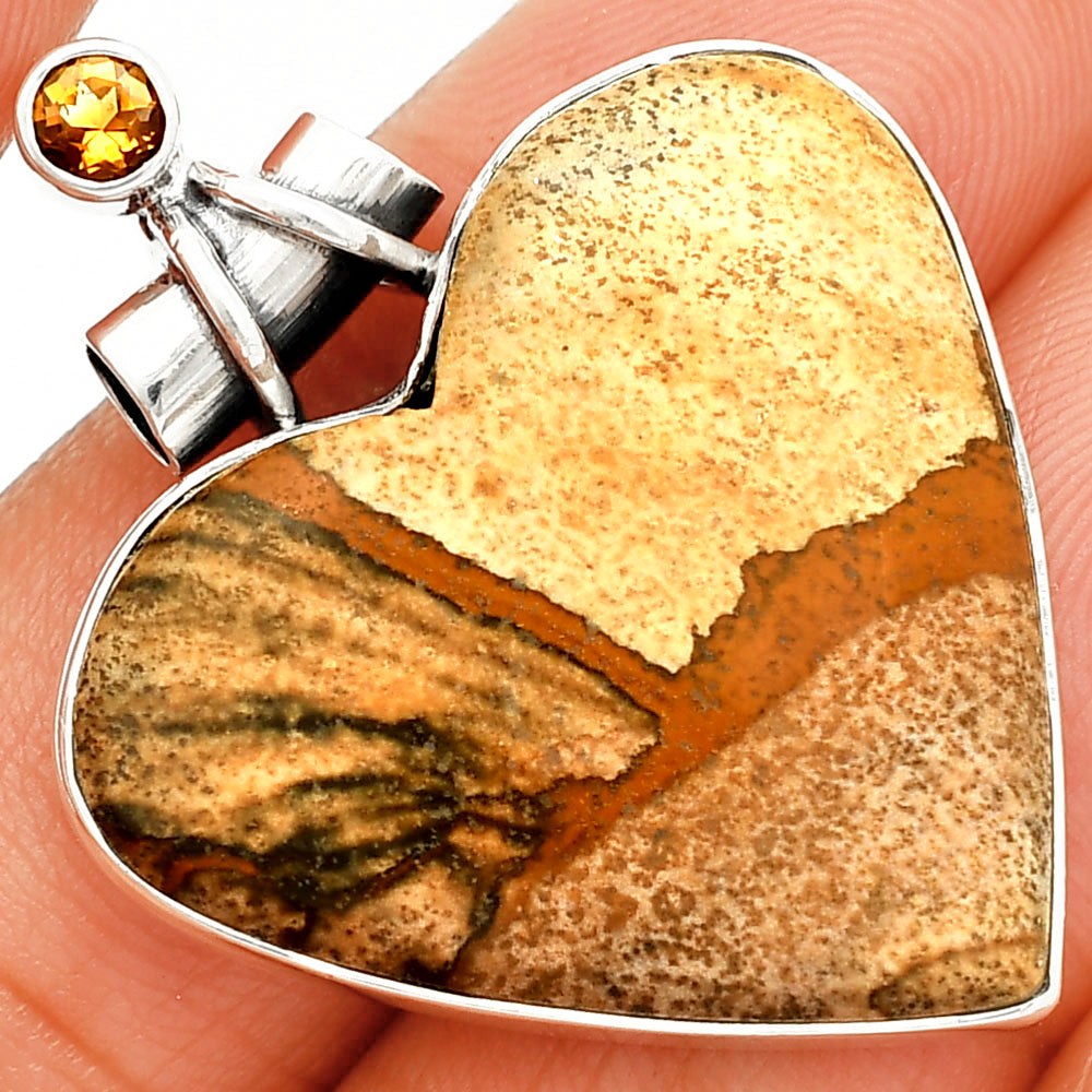 Heart - Picture Jasper & Citrine Pendant P-1159 SDP149703