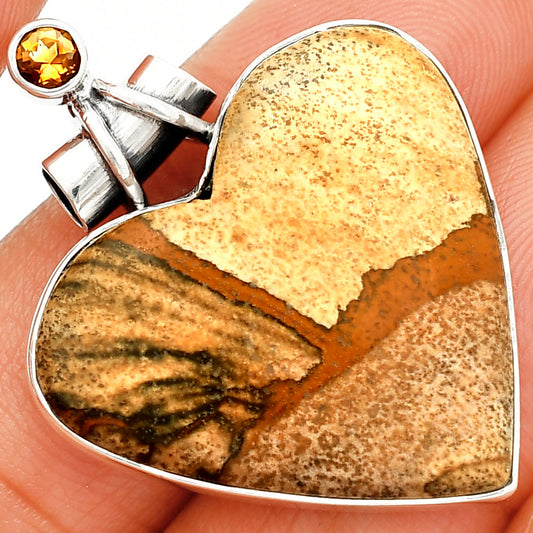 Heart - Picture Jasper & Citrine Pendant P-1159 SDP149703