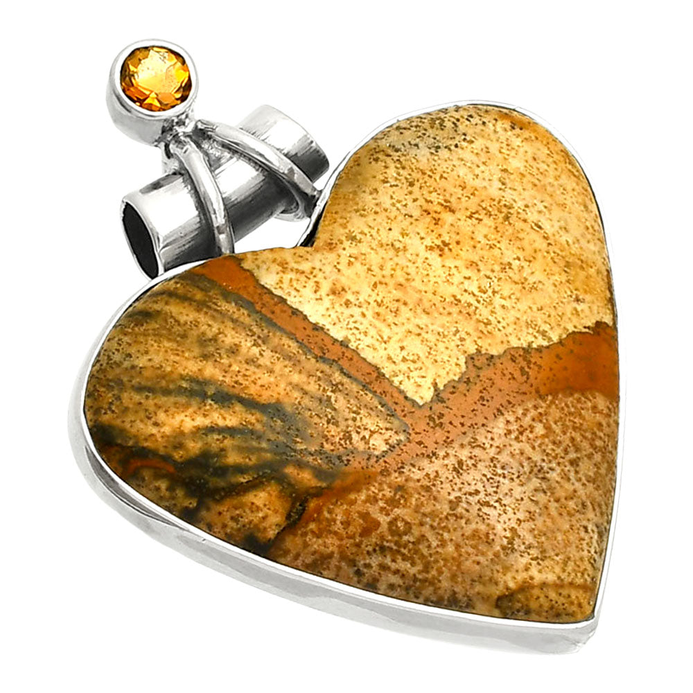 Heart - Picture Jasper & Citrine Pendant P-1159 SDP149703