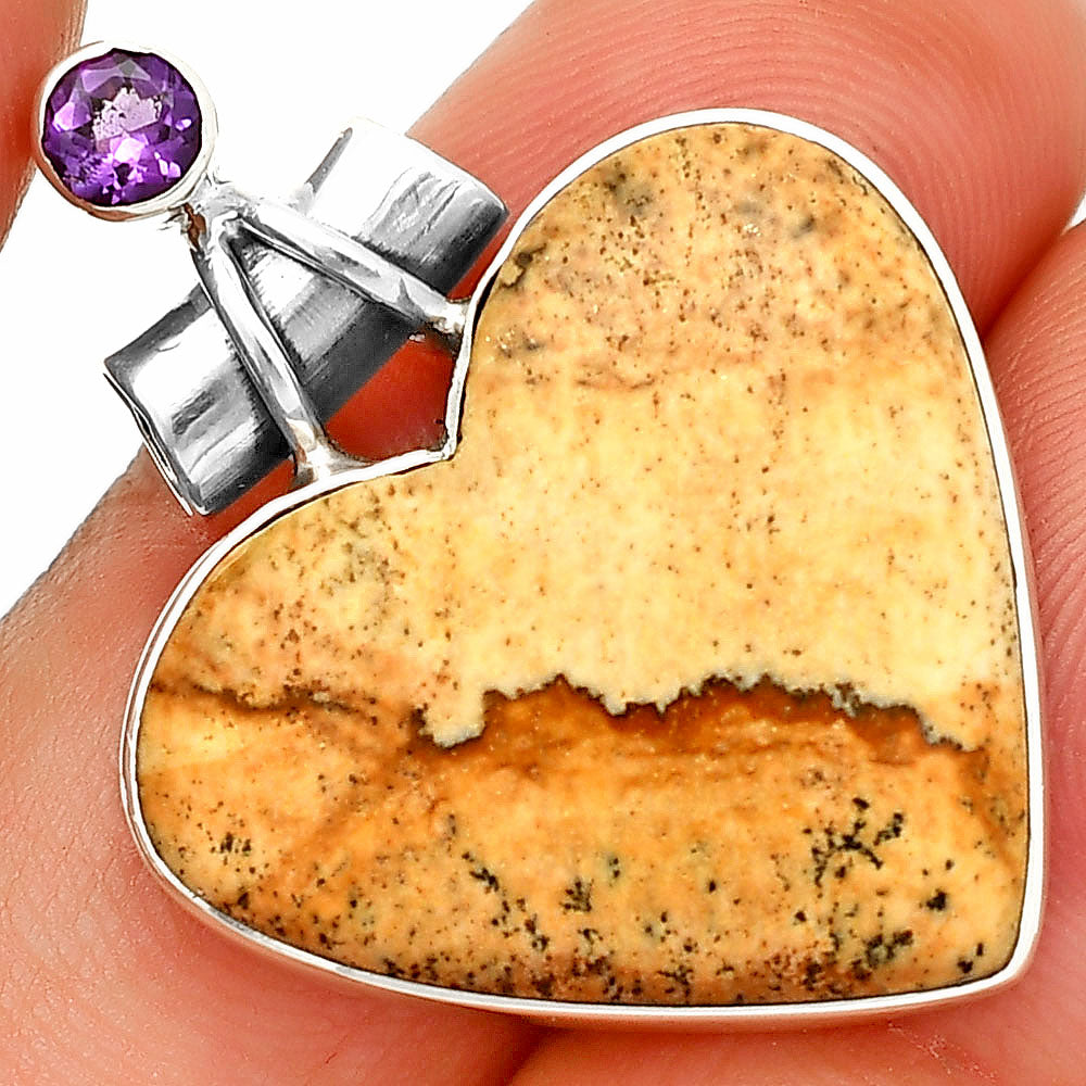 Heart - Picture Jasper & Amethyst Pendant P-1159 SDP149791