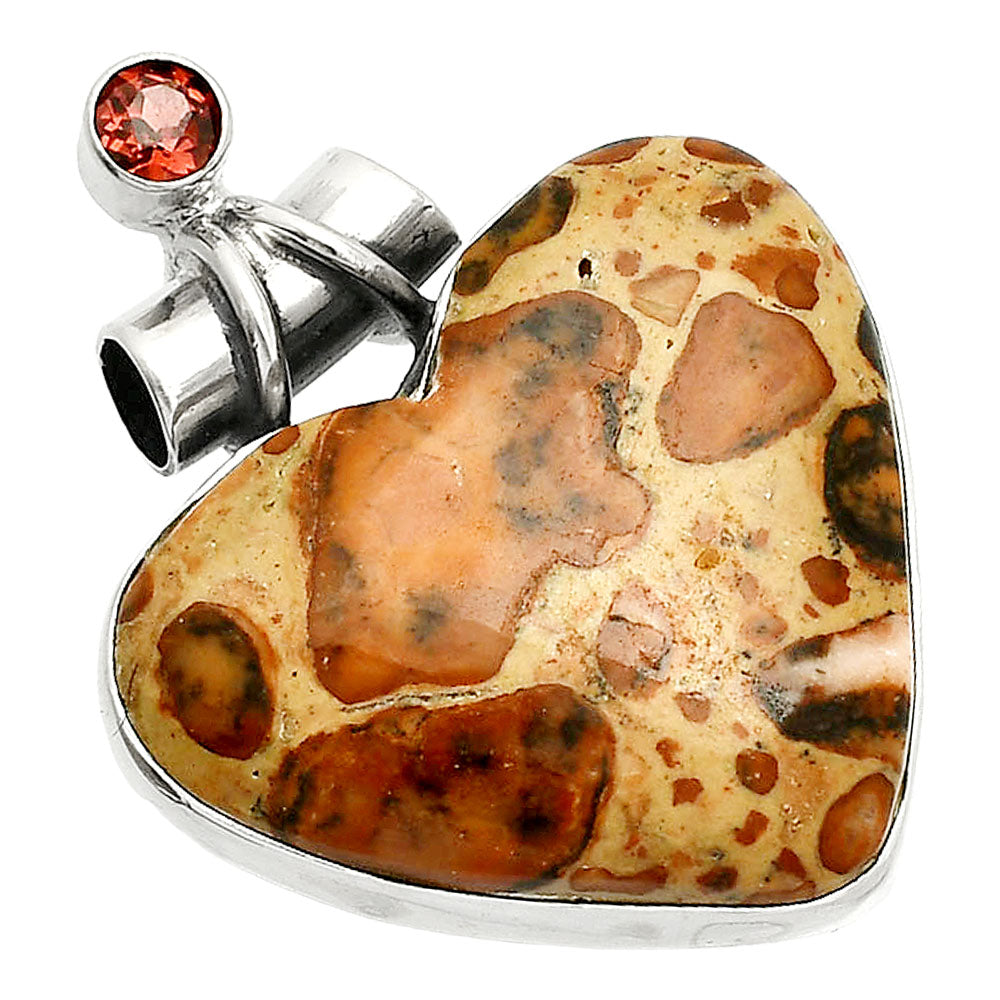 Heart - Leopardite Jasper & Garnet Pendant P-1159 SDP149796