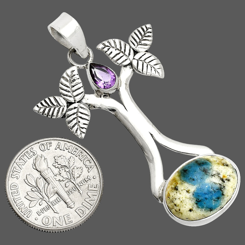 K2 Blue Azurite In Quartz & Amethyst Pendant P-1420 SDP150240