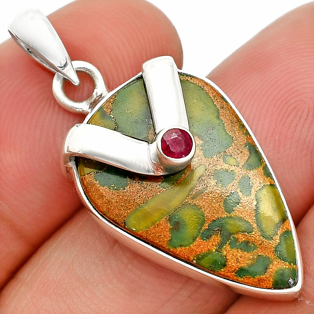 Natural Bamboo Jasper & Ruby Pendant P-1735 SDP150821