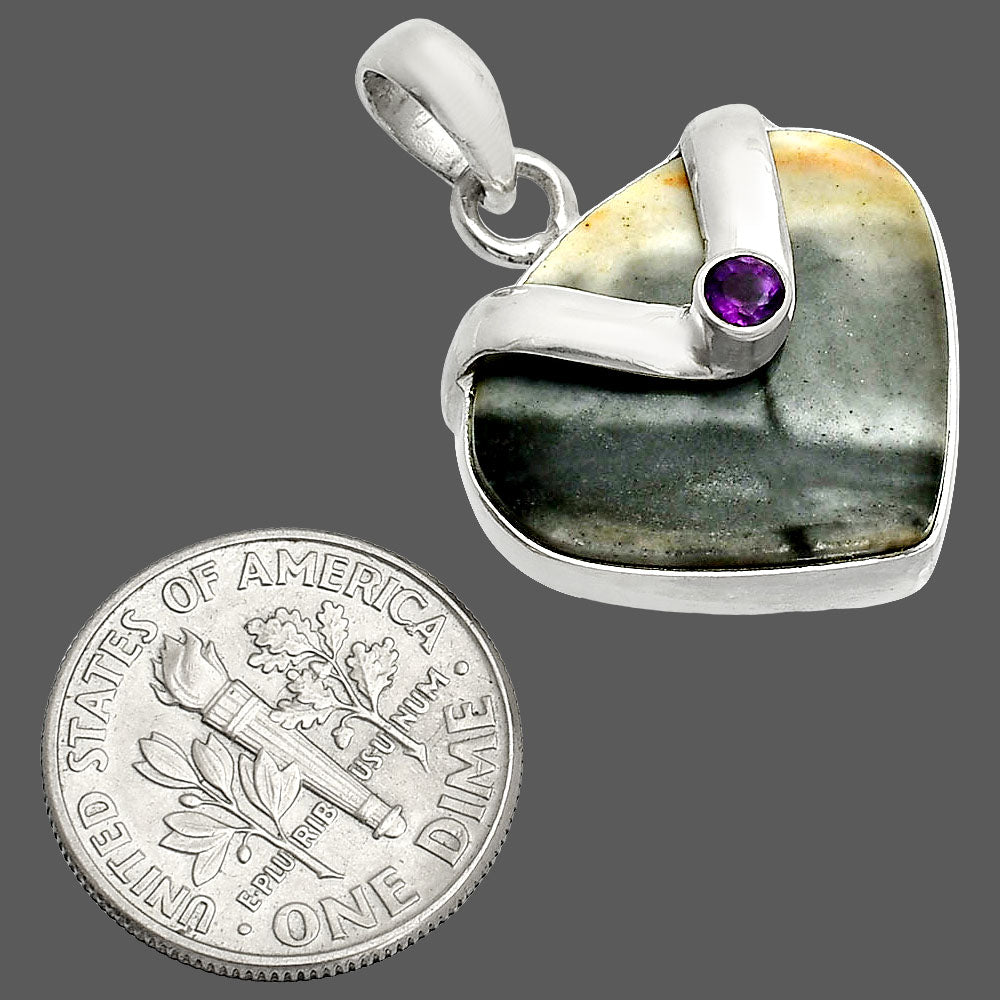 Natural Picasso Jasper & Amethyst Pendant P-1735 SDP150840