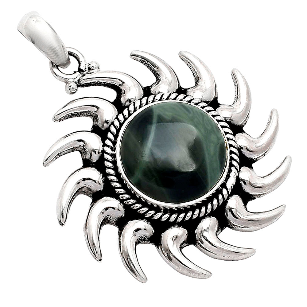 Sun - Natural Spider Web Obsidian Pendant P-1264 SDP152551