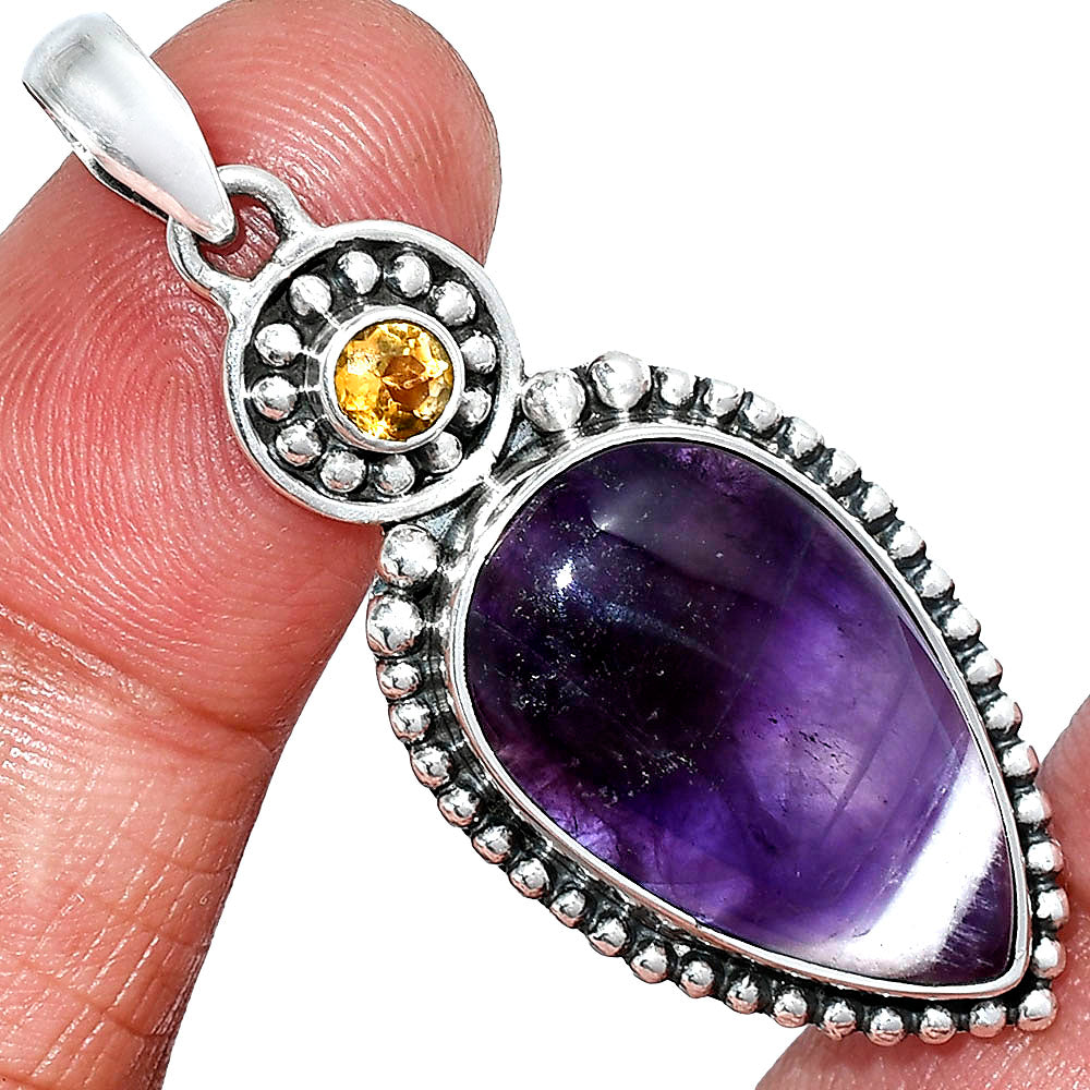 Natural Chevron Amethyst & Citrine Pendant P-1500 SDP152830
