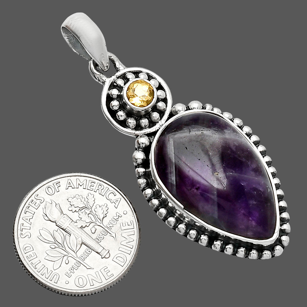 Natural Chevron Amethyst & Citrine Pendant P-1500 SDP152860