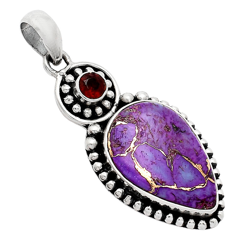 Copper Purple Turquoise & Garnet Pendant P-1500 SDP152884